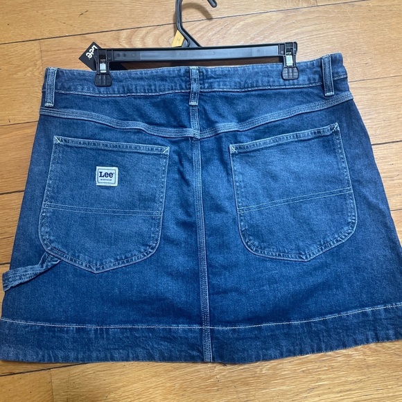 Lee Women's Heritage High Rise Loose‎ Fit Denim Blue Mid Crush Jean Mini Skirt - Picture 5 of 7